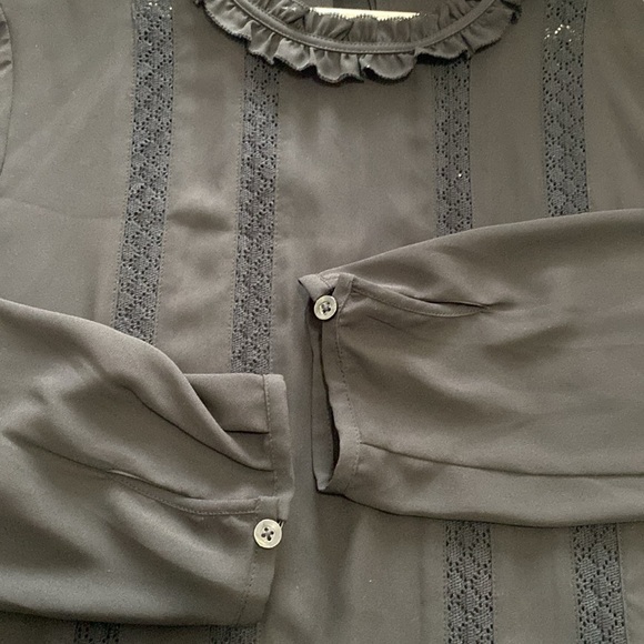 NWOT Aritzia Sunday Best Ruffle Elegant Black Long Sleeve Mini Dress Siz… - Picture 10 of 14